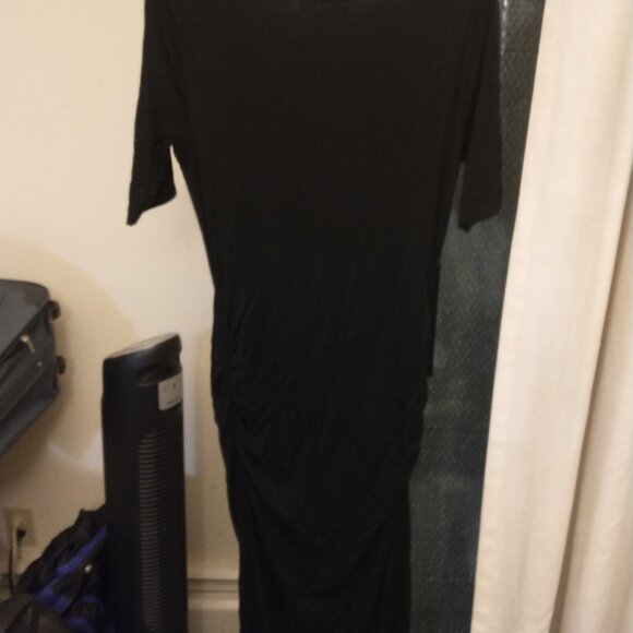 MOTHERHOOD MATERNITY 3/4 SLEEVE BLACK BODYCON MAXI DRESS - Picture 2 of 5